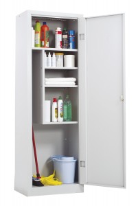 CLEAN-MET TAKARÍTÓSZEKRÉNY Elektrosztatikus porszórással festett acéllemez korpusz és biztonsági zárral zárható ajtó, alapszínekben.